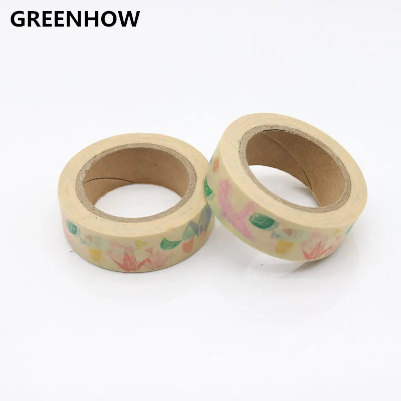 Бумажная лента GREENHOW с рисунком оригами и Журавлями Маскировочная цветочным
