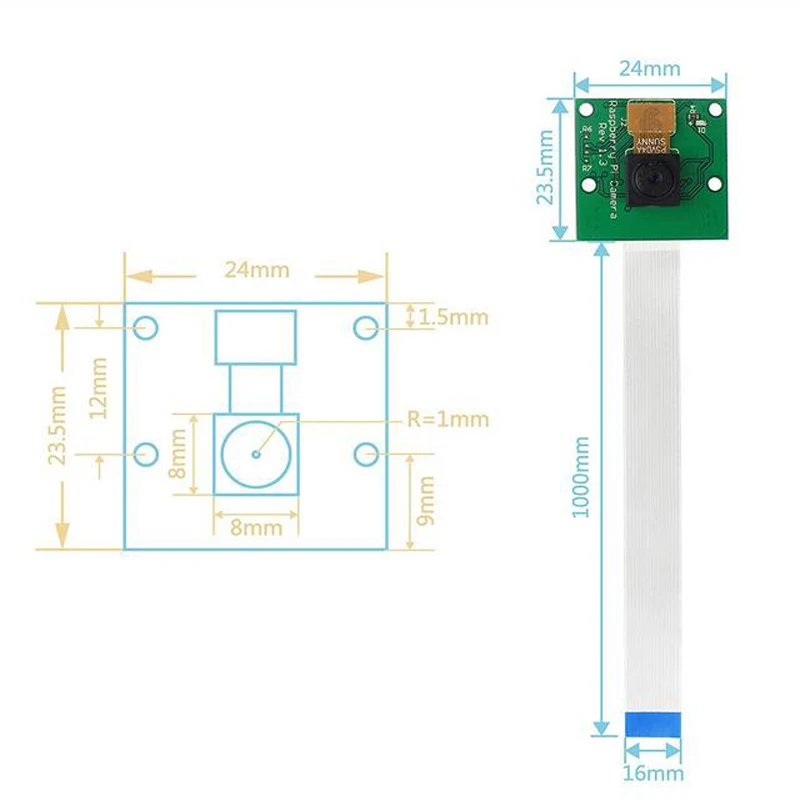 Для Raspberry Pi Модуль камеры 5MP 1080p с 30 см плоский кабель для и 50 3 B + 2|Аксессуары