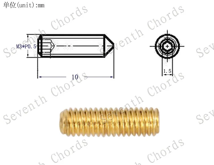 10mm Gold X 12pcs 12 шт. электрическая гитара бас мост струна седло регулировка высоты шестигранные винты-тремоло мост шестигранный винт-M3*6 мм-12 мм - Цвет: 10mm Gold X 12pcs