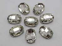 20 silver colour clear crystal glass oval rose montees 10x14mm sew on rhinestones beads