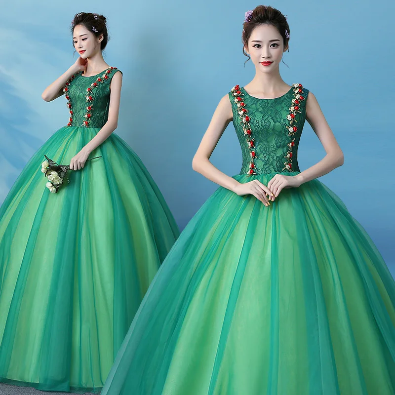 Бесплатная доставка зеленое кружевное бальное платье средневековое костюм