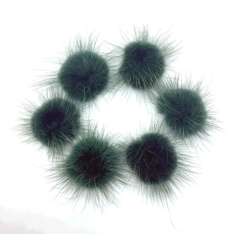 Цветной помпон с натуральным кроличьим мехом для рукоделия изготовление