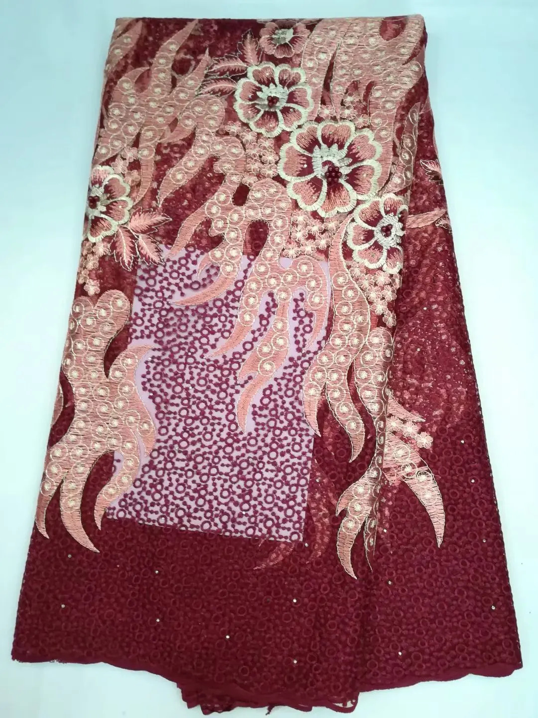 2018 Cheap price African tulle lace flowers pattern rope african french net fabric with stones and beads | Дом и сад