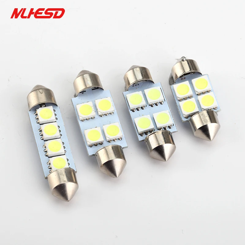 10 шт./лот белая 4 SMD светодиодная гирлянда 31 мм 36 39 41 купольная автомобильная лампа