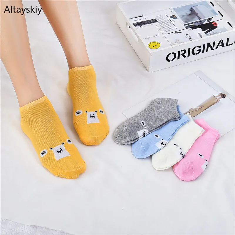 Женские носки с мультяшным принтом Kawaii дышащие дезодорирующие женские короткие