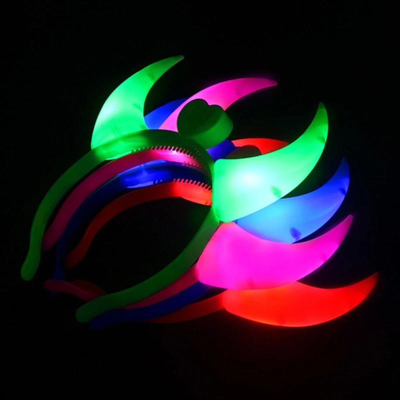 Лидер продаж светодиодный дьявольский рожок светильник светящийся повязка на
