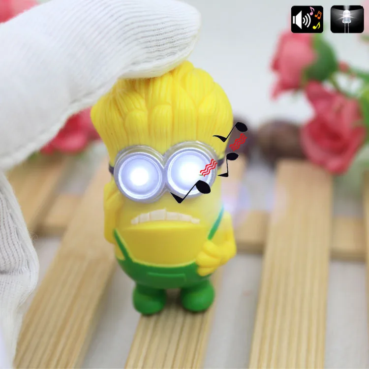 Популярные Миньоны игрушки мультфильм Гадкий я 3 3D мини Миньон брелок со звуком и светодиодный фонарик рисунок игрушки оптом
