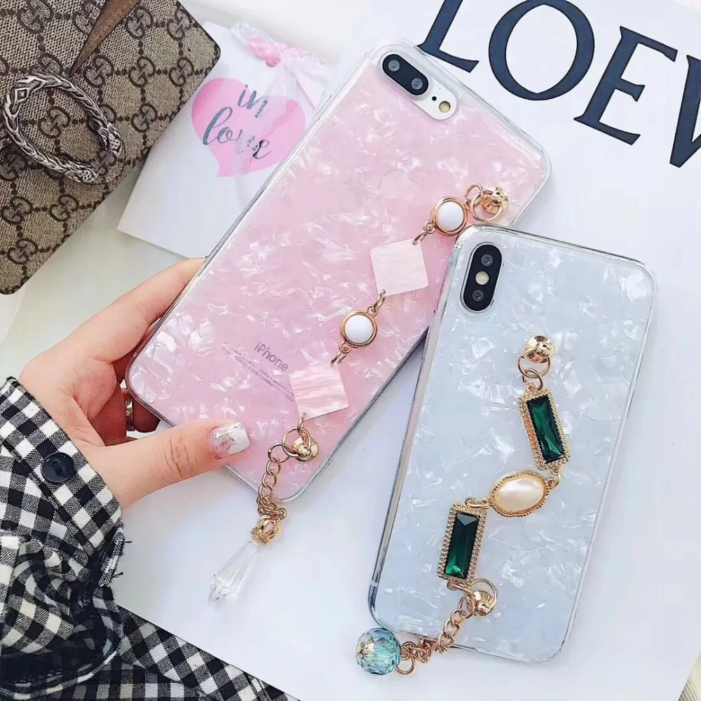 Модный Блестящий милый мягкий чехол с бриллиантовыми браслетами для iphone 5 5s 6 6s 7 8