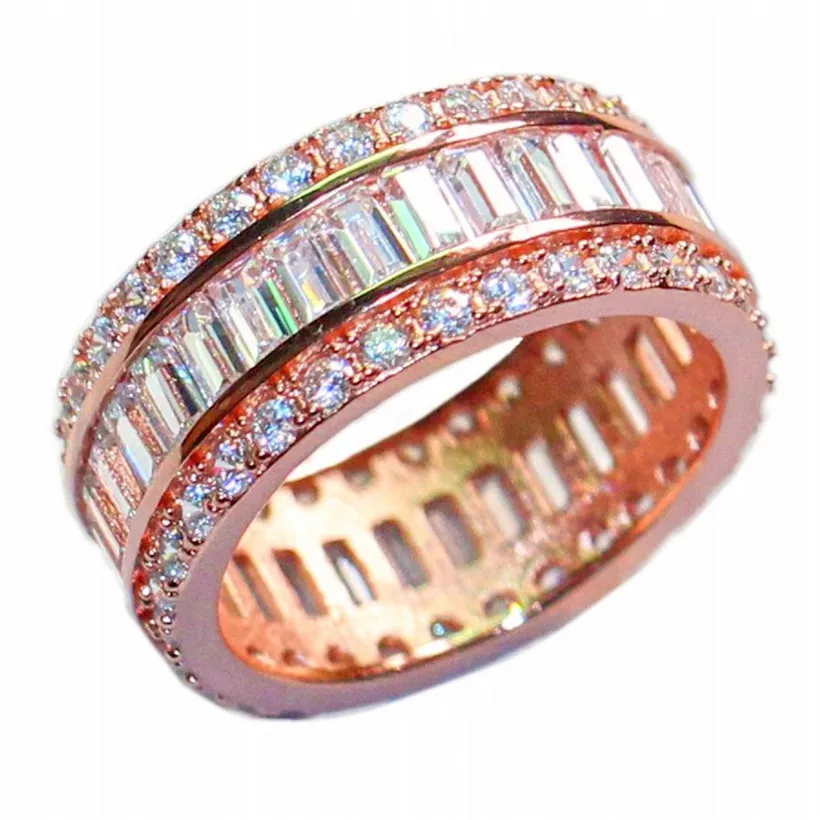 Luxury rose gold 9 стилей, вечный сапфир, рубин, перидот, кунцит, топаз, проложенный драгоценный камень, кольцо на палец, серебро 925 пробы, обручальное кольцо - Цвет камня: Luxury rose gold