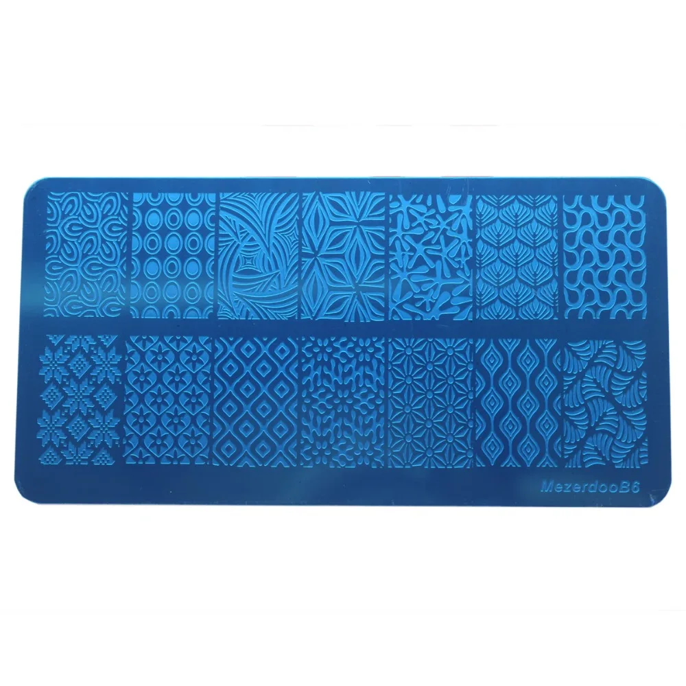 Mezerdoo Geometry Rectangle Stamping Template Geometric Pattern Manicure Leaves Flower Design Nail Art Stamp Image Plate B6 | Красота и