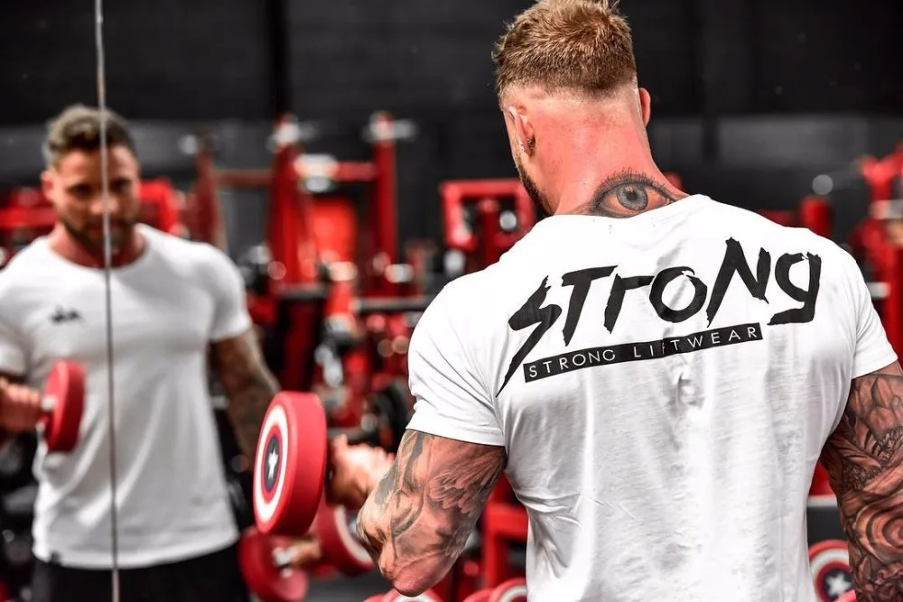 Мужская летняя новая стильная модная индивидуальная футболка Бодибилдинг Мышцы