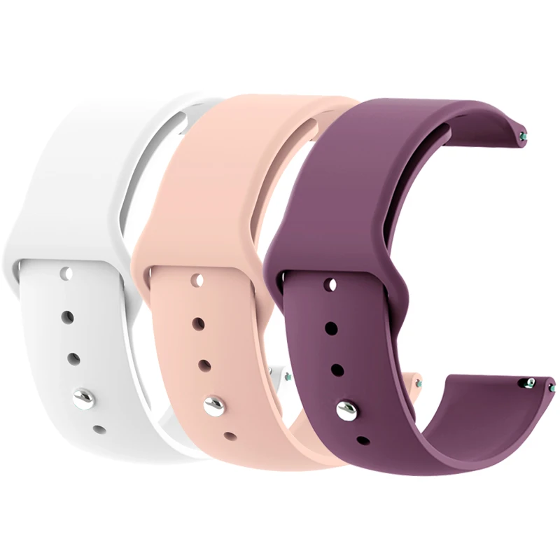 White SandPinkPurple 18 мм 20 мм 22 мм 3 шт. силиконовый ремешок для часов gear S2 ремешок для samsung gear S3 Classic Frontier Galaxy Watch Amazfit Bip браслет - Цвет ремешка: White SandPinkPurple