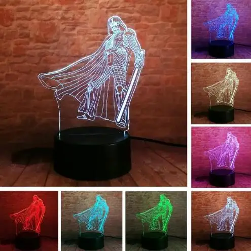 RGB 3D иллюзия светодиодный светильник Star Wars Jedi Leader Настольный фонарь светодиодный ночник детский мультяшный подарок 7 цветов градиент 3D лампа - Испускаемый цвет: 10