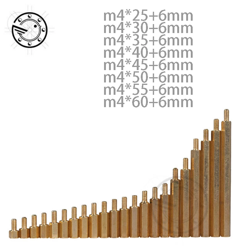 M4 мужской M 25 30 35, 40 45 50 55 60 мм x M4+ 6 мм Женский контейнер с раздельными отсеками для латунных изделий Медь шестиугольный шип Spacer полые штыри