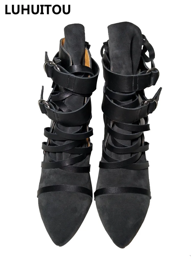 Женские зимние ботинки из натуральной кожи качественные замшевые ботильоны с