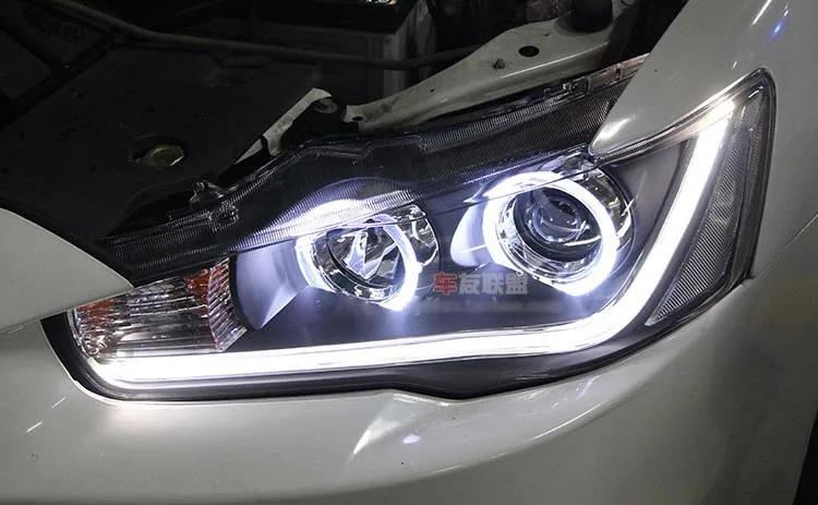 Автомобильный Стайлинг для Mitsubishi Lancer головной светильник s ангельские глазки DRL 2012 для LANCER светодиодный светильник бар DRL Q5 bi xenon объектив h7 xenon