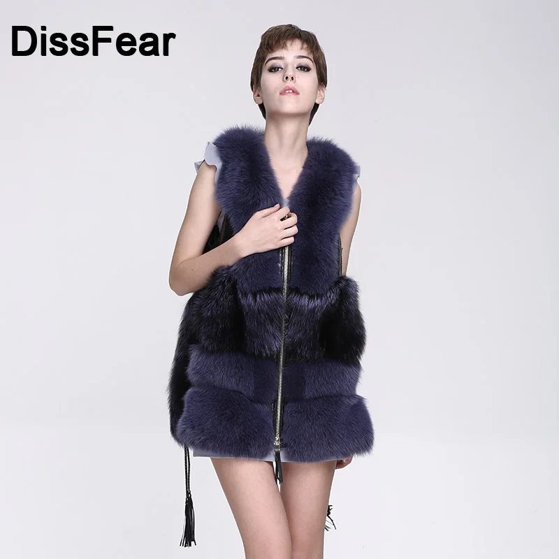Новинка стильный женский жилет из натурального Лисьего меха зимняя женская