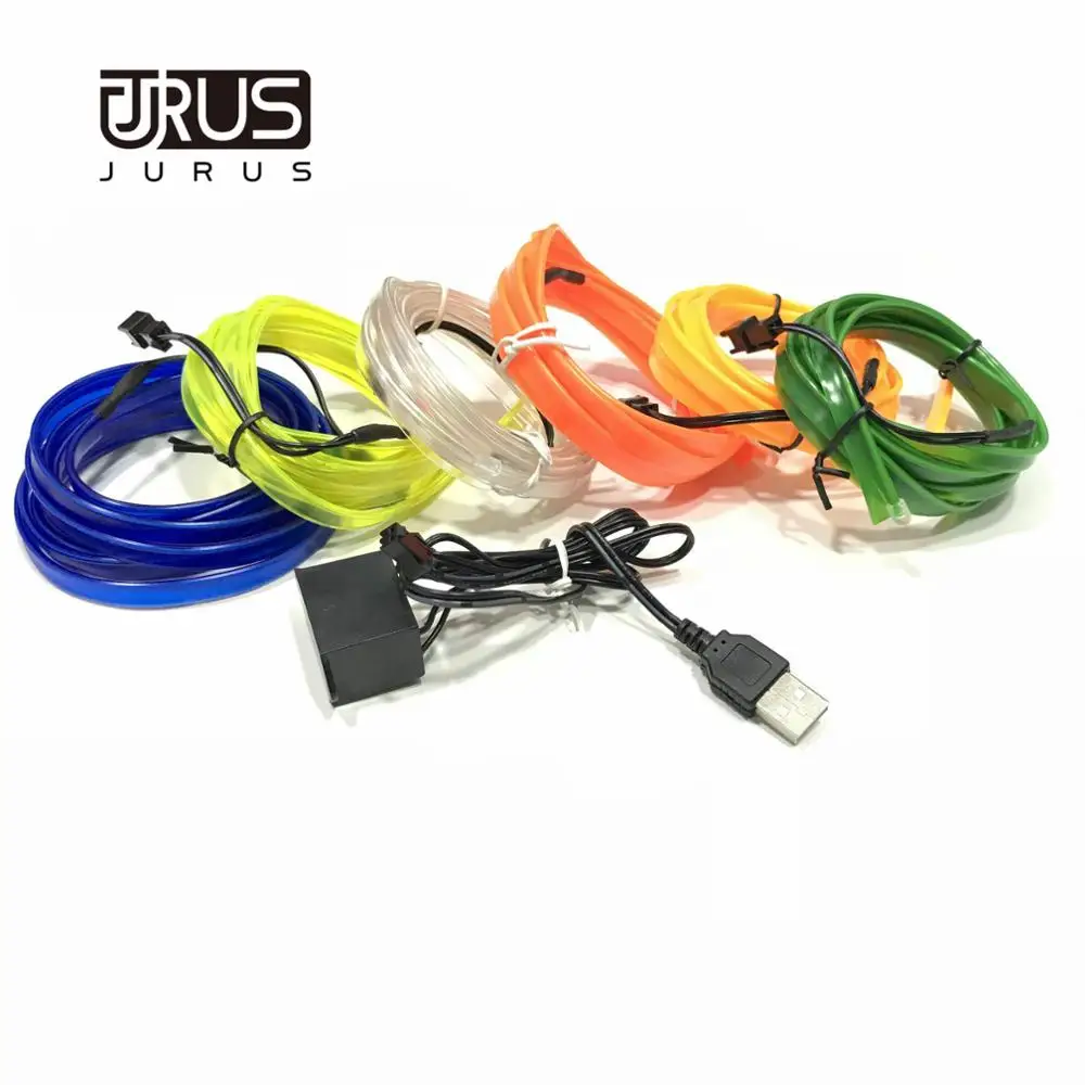 JURUS 2 метра 5 В USB светодиодный светильник атмосферный светильник s лампа лента веревка неоновый светильник Внутреннее освещение El провода светящиеся автомобильные аксессуары