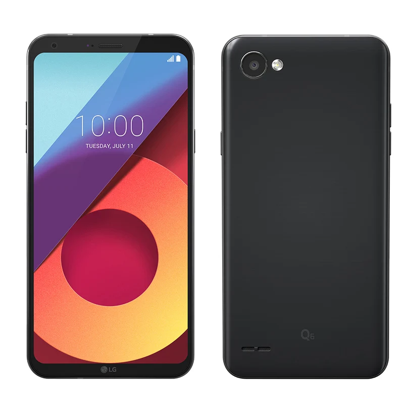 Черный Разблокированный мобильный телефон LG Q6, 5,5 дюймов, 3 ГБ ОЗУ, 32 Гб ПЗУ, четыре ядра, 4G-LTE, отпечаток пальца, полный экран(без польского языка - Цвет: Черный