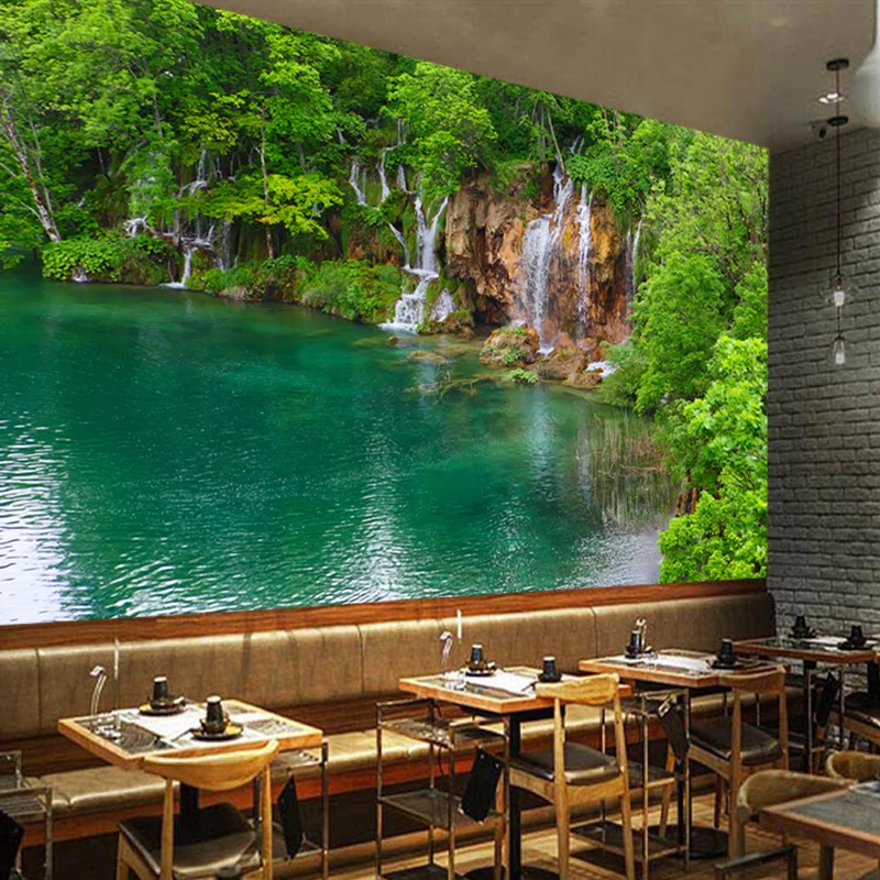 Пользовательские природные пейзажи обои лес водопад 3D фотообои для гостиной