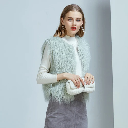 Green ZADORIN Veste Femme, милый меховой жилет из искусственного меха для женщин, большие размеры, пушистый жилет без рукавов, меховой жилет colete pele futro damskie - Цвет: Green