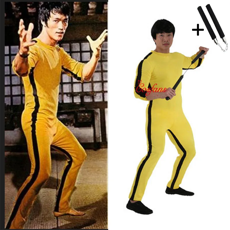 Unisex Adult Kids Bruce Lee Cosplay Jeet Kune Do Chinese Kung Fu Jumpsuit Cosplay Costume Zentai Suit Game of Death Yellow Color