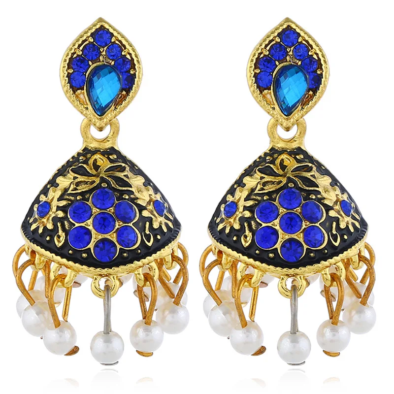 Женские серьги Jhumka Jhumki в этническом стиле ретро модные золотого цвета