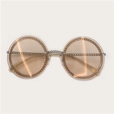 No1 Sunglasses Новое поступление, женские круглые солнцезащитные очки, сплав, оправа, цепь, солнцезащитные очки для женщин, Oculos de sol UV400 - Цвет линз: No1 Sunglasses