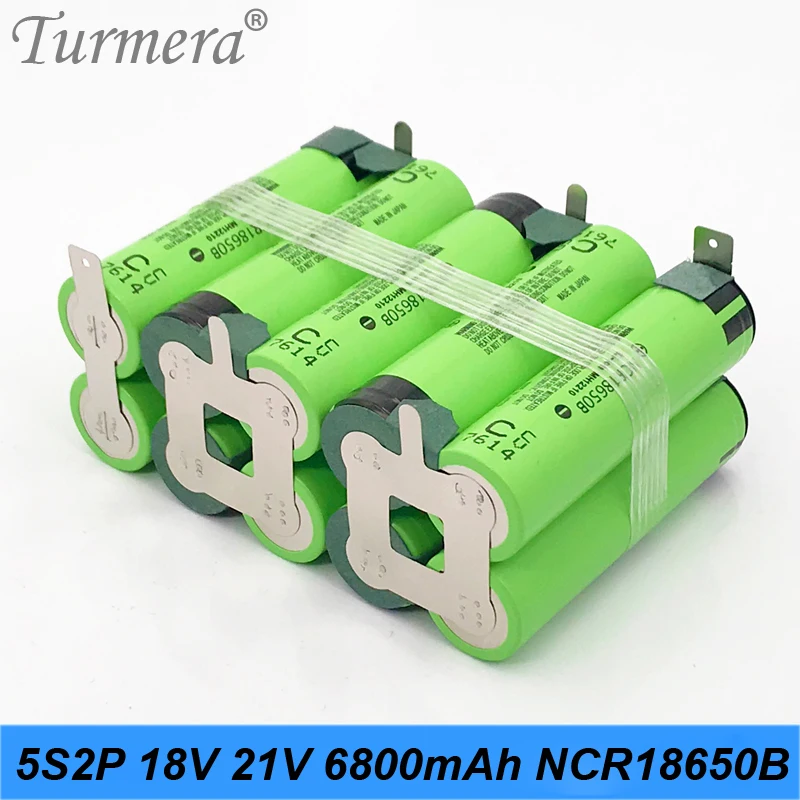 Аккумулятор Turmera ncr18650b 18650 3400 мАч 18 в 21 для отвертки полоски пайки настраиваемый