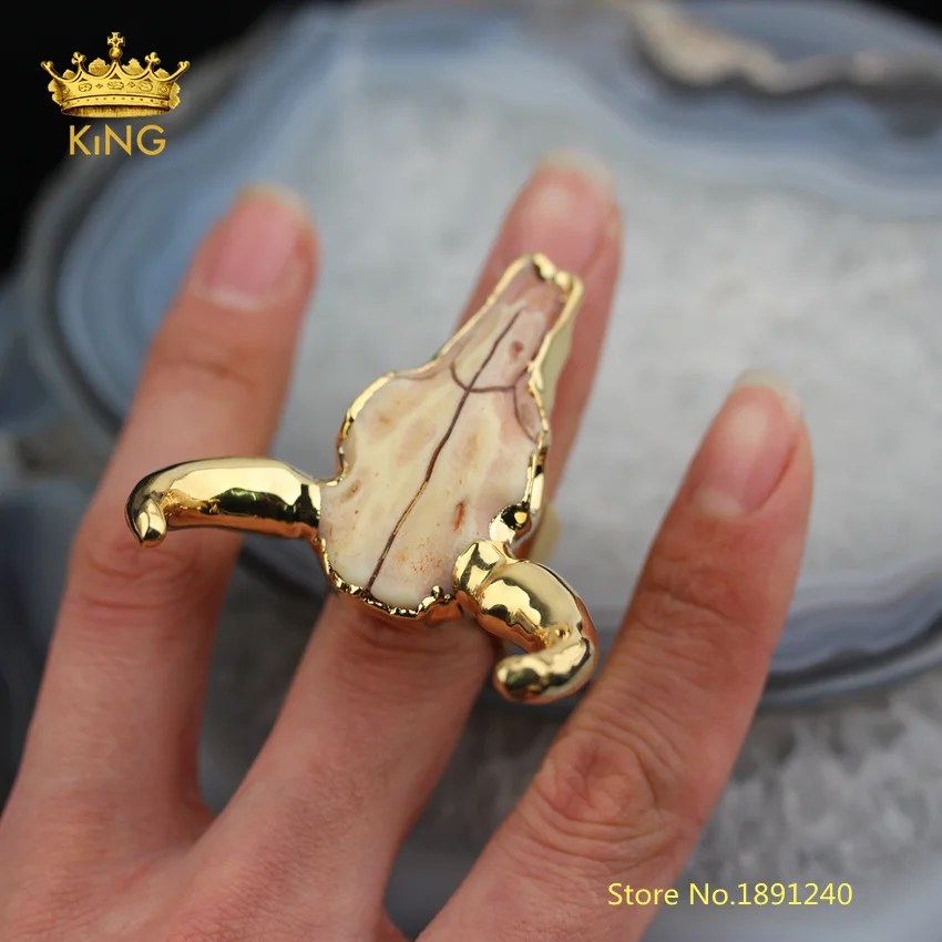 Кольца рога из смолы и золота 5 шт. резные кольца с рогом бычьего огрубем для