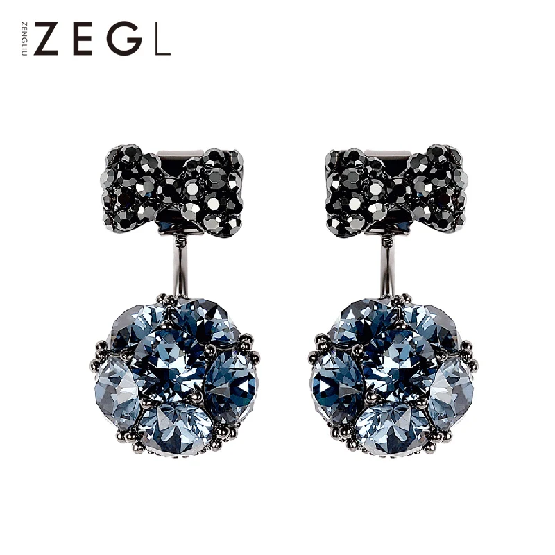 sapphire Серьги-гвоздики ZEGL, длинные серьги с кисточками, женские серьги, серьги с кристаллами, серьги-клипсы - Окраска металла: sapphire