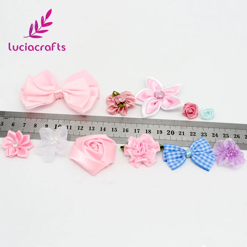 Lucia crafts, 20 г/лот, случайный микс, бант/цветы/розетка, для девочек, бутик, мини лента, бант для волос, сделай сам, аксессуары для одежды, B1202