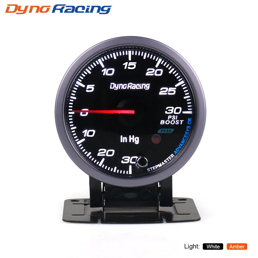 Dynoracing 60 мм черный уход за кожей лица Turbo Boost gauge Amber/Белый светодиодный 30 ~ фунтов/кв.