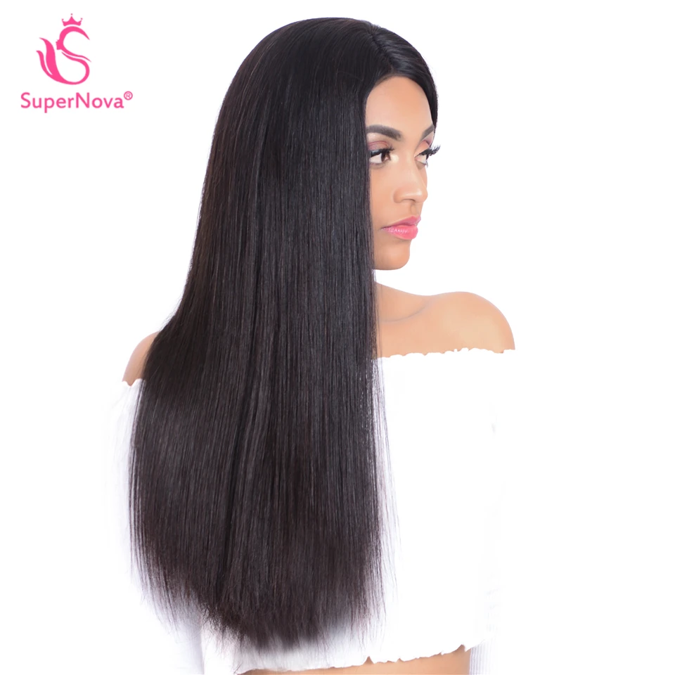 Supernova Straight Full Lace Human Hair Wigs With Baby For Black Women 180 Density Pre Plucked Remy | Шиньоны и парики