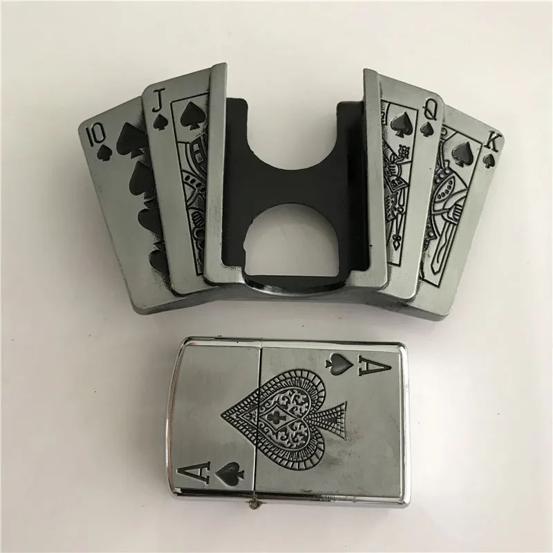 Розничная продажа Новые Spades 10jqka игральных карт керосин легче Для мужчин пряжки