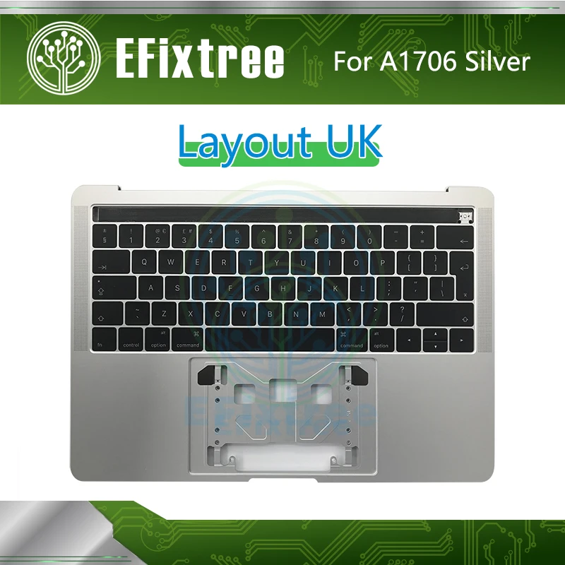 Серебристый чехол для Macbook Pro Retina 13 ''A1706 с раскладкой клавиатуры английский