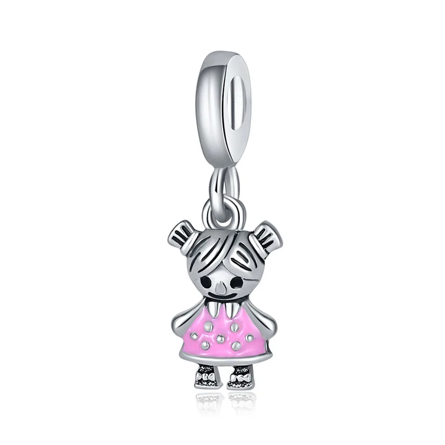 A1297 girl Европейский DIY шарик fit Pandora браслет или ожерелье с шармами брелок для женщин ювелирные изделия бесконечный мальчик девочка кофейный Шарм - Цвет: A1297 girl