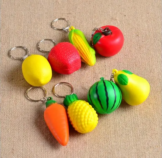 50 шт. креативные брелки для ключей с фруктовым шариком арбуз груша лимон ананас