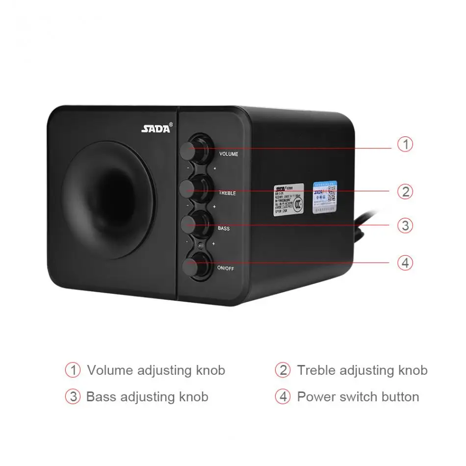 SADA D 205 портативный мини USB 2 1 проводной комбинированный динамик бас музыкальный