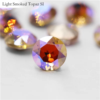 Light Smoked Topaz S Стразы, мерцающие драгоценные камни, круглые Цветочные украшения, хрустальные стразы K9, лучшие 50 шт., цветные стразы, заостренные сзади кристаллы для одежды a - Цвет: Light Smoked Topaz S