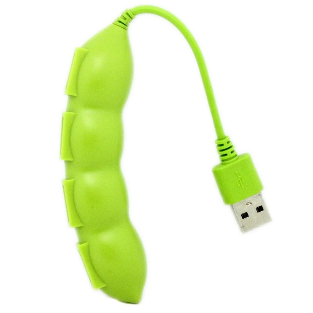 Мультфильм горох Овощной внешний 4-Порты и разъёмы USB 2,0 концентратор Зарядное устройство для передачи данных кабель сплиттер Мощность зарядный адаптер для ноутбук компьютер ПК