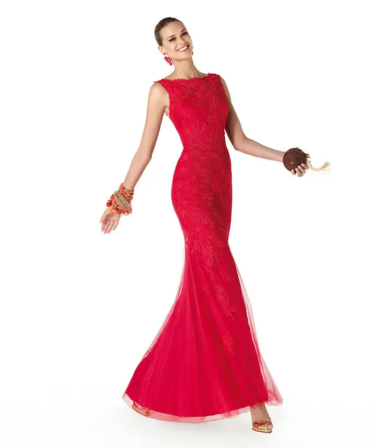 Evening Party Dresses Uk Trumpet /Mermaid Floor-Length Built-In Bra Lace None Scoop Sleeveless Natural Tulle Polyester Customize | Свадьбы и