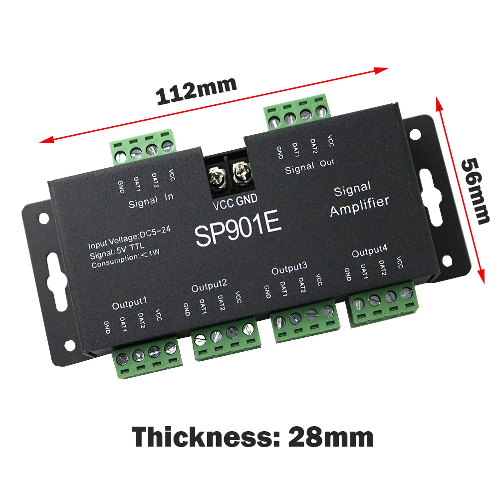 SP901E светодиодный Усилитель Сигнала контроллер SPI выходной сигнал 4 группа управления усилитель для WS2811 SK6812 APA102 DMX512 модуль полосы