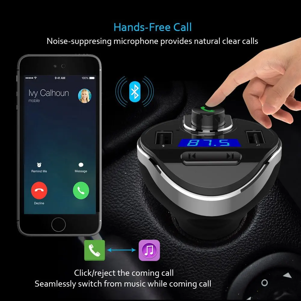 Nulaxy fm-передатчик Bluetooth Беспроводной радиостанция укв с усилителем типа вибратора