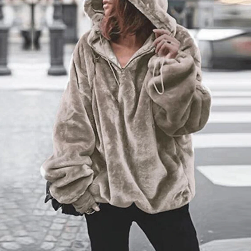 Осенняя толстовка с толстым верхом Женская длинным рукавом мягкая теплая на