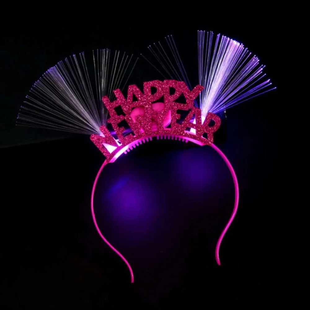

21*12cm Happy New Year Light Up Hair Accessories Led Headband New Year Eve Concerts Light Headband Rave Glow Party