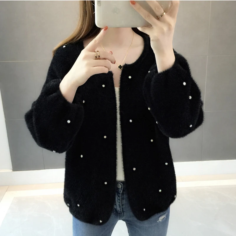 Модные свободные кардиганы свитера пальто 2018 осенний вязаный с длинным рукавом