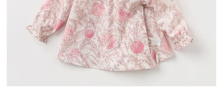 DB11752 dave bella spring autumn baby girls cute print shirts infant toddler cotton tops children high quality clothes