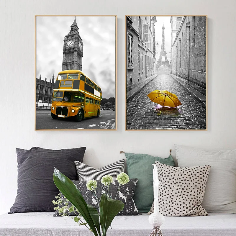 Европейский ретро Стиль Лондон улица история автобус путешествия холст живопись