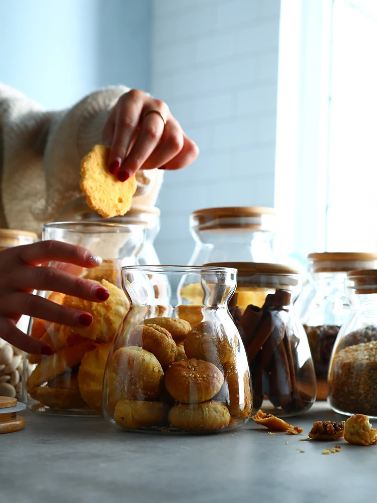 Герметичные банки креативные прозрачные стеклянные с деревянным покрытием